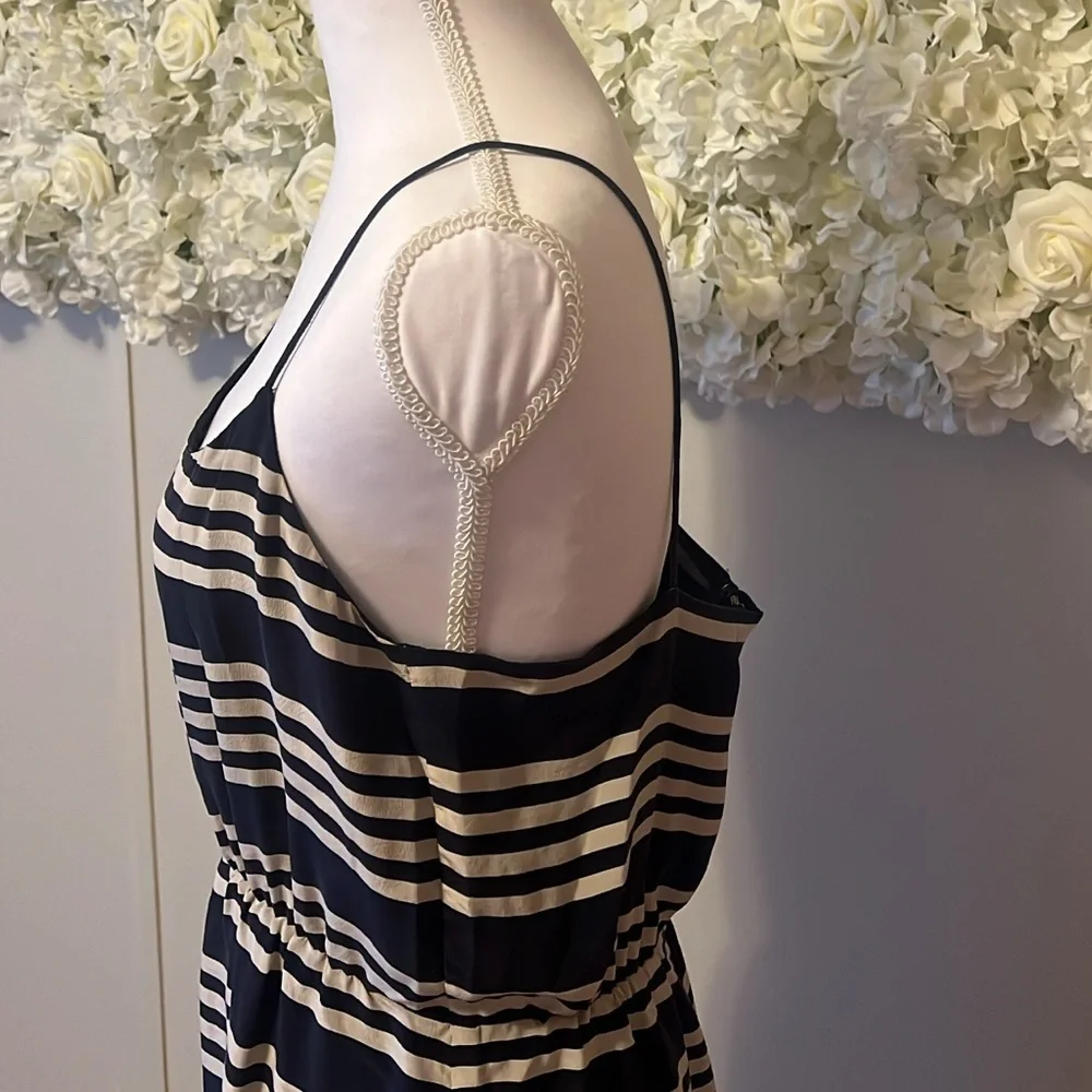 J. Crew Navy and White Striped Silk Mini Dress Coastal